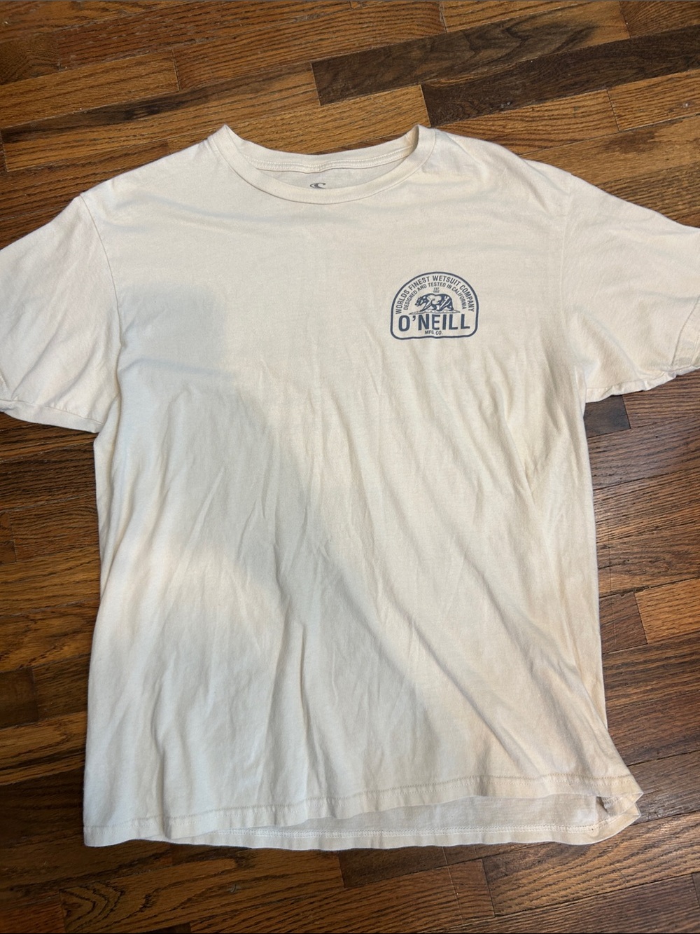 O'Neill Cream Short Sleeve Tee with Navy Logo